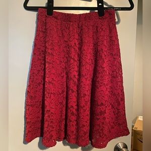 Maroon lace swing skirt
